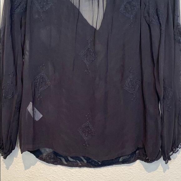 Lucky Brand Sheer Embroidered Blouse - Picture 11 of 12